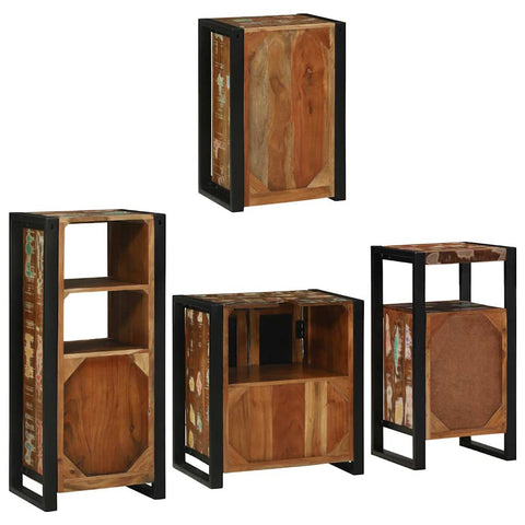 vidaXL Bathroom Furniture Set 4 pcs Multicolour Solid Reclaimed Wood