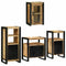vidaXL Bathroom Furniture Set with Door 4 pcs Brown Solid Mango Wood
