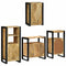vidaXL Bathroom Furniture Set with Door 4 pcs Brown Solid Mango Wood