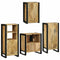 vidaXL Bathroom Furniture Set with Door 4 pcs Brown Solid Mango Wood