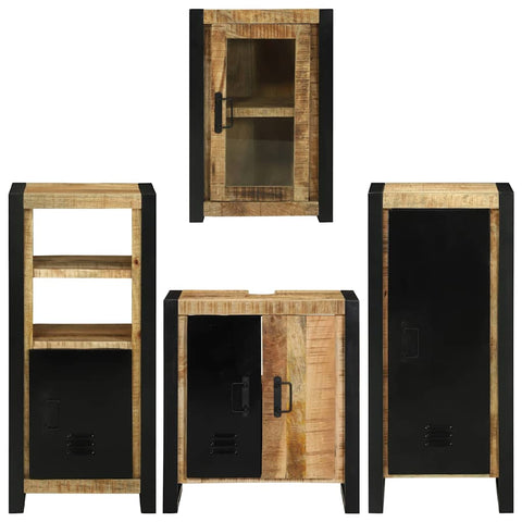 vidaXL Bathroom Furniture Set with Door 4 pcs Brown Solid Mango Wood
