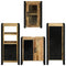 vidaXL Bathroom Furniture Set with Door 4 pcs Brown Solid Mango Wood