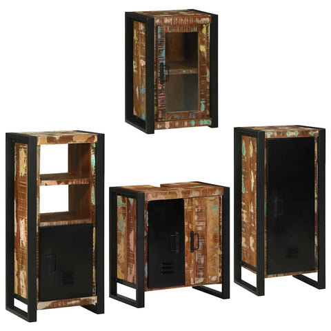 vidaXL Bathroom Furniture Set 4 pcs Multicolour Solid Reclaimed Wood