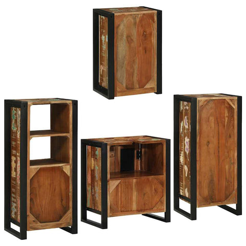 vidaXL Bathroom Furniture Set 4 pcs Multicolour Solid Reclaimed Wood