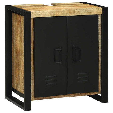 vidaXL Bathroom Furniture Set with Door 4 pcs Brown Solid Mango Wood