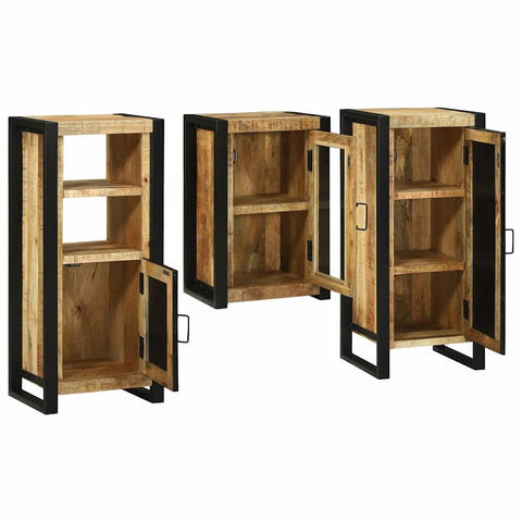 vidaXL Bathroom Furniture Set with Door 3 pcs Brown Solid Mango Wood