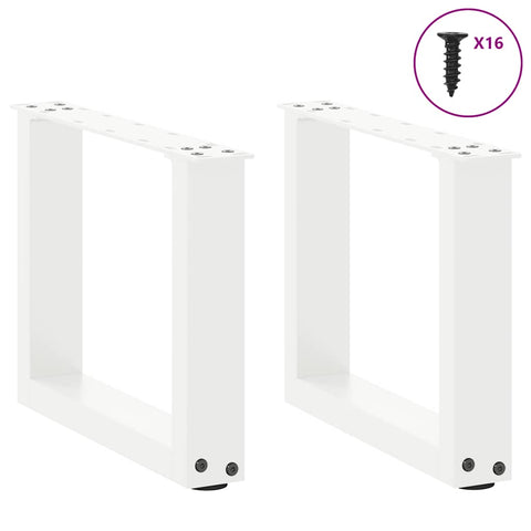 vidaXL Coffee Table Legs U-Shaped 2 pcs White 30x(30-31) cm Steel