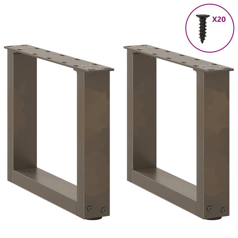 vidaXL Coffee Table Legs U-Shaped 2 pcs Natural Steel 40x(30-31) cm Steel