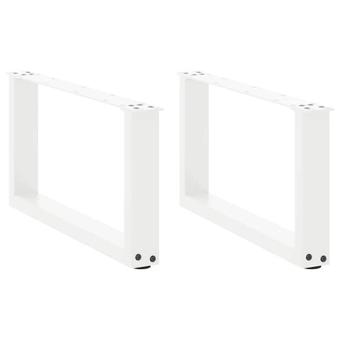 vidaXL Coffee Table Legs U-Shaped 2 pcs White 70x(30-31) cm Steel