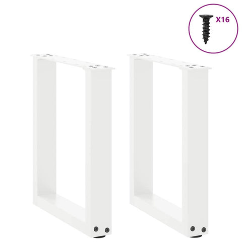 vidaXL Coffee Table Legs U-Shaped 2 pcs White 28x(42-43) cm Steel