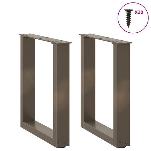 vidaXL Coffee Table Legs U-Shaped 2 pcs Natural Steel 38x(42-43) cm Steel