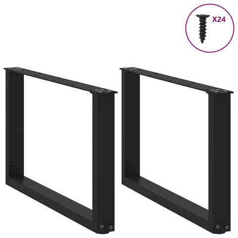 vidaXL Coffee Table Legs U-Shaped 2 pcs Black 60x(42-43) cm Steel