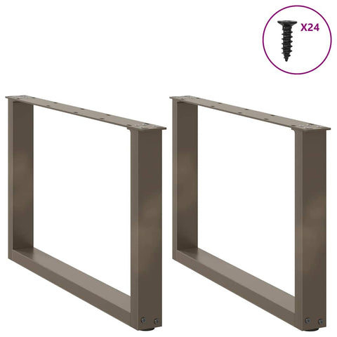 vidaXL Coffee Table Legs U-Shaped 2 pcs Natural Steel 60x(42-43) cm Steel