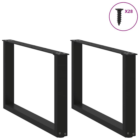 vidaXL Coffee Table Legs U-Shaped 2 pcs Black 70x(42-43) cm Steel