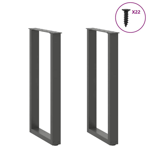 vidaXL Console Table Legs U-Shaped 2 pcs Anthracite 38x(72-73) cm Steel