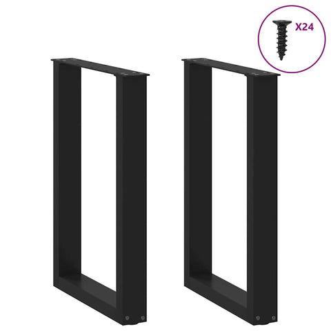 vidaXL Dining Table Legs U-Shaped 2 pcs Black 50x(72-73) cm Steel