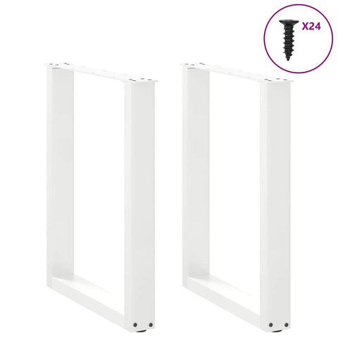 vidaXL Dining Table Legs U-Shaped 2 pcs White 60x(72-73) cm Steel