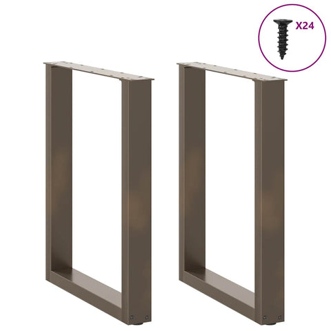 vidaXL Dining Table Legs U-Shaped 2 pcs Natural Steel 60x(72-73) cm Steel