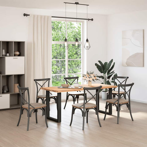 vidaXL Dining Table Legs U-Shaped 2 pcs Black 70x(72-73) cm Steel