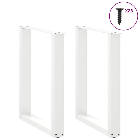 vidaXL Dining Table Legs U-Shaped 2 pcs White 70x(72-73) cm Steel