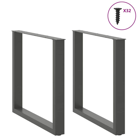 vidaXL Coffee Table Legs U-Shaped 2 pcs Anthracite 90x(72-73) cm Steel