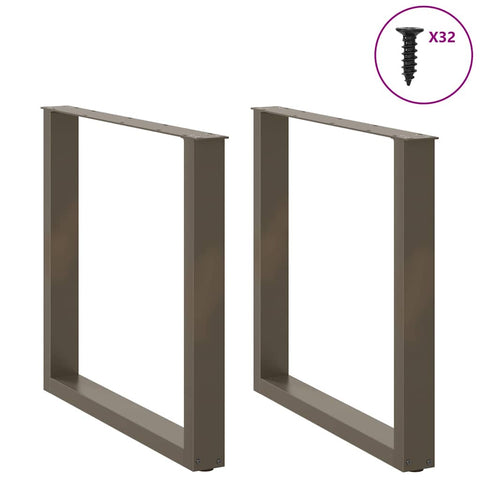 vidaXL Coffee Table Legs U-Shaped 2 pcs Natural Steel 90x(72-73) cm Steel