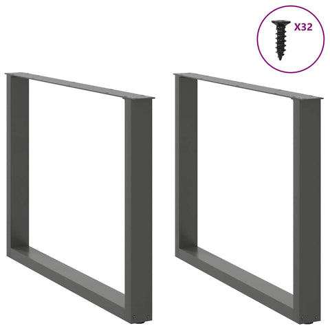 vidaXL Dining Table Legs U-Shaped 2 pcs Anthracite 100x(72-73) cm Steel