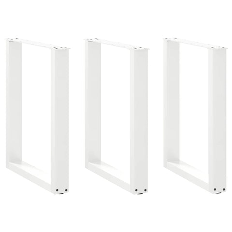 vidaXL Dining Table Legs U-Shaped 3 pcs White 70x(72-73) cm Steel