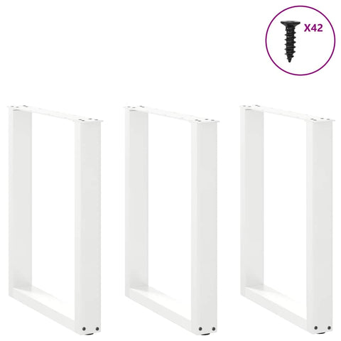 vidaXL Dining Table Legs U-Shaped 3 pcs White 70x(72-73) cm Steel