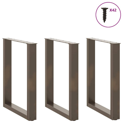 vidaXL Dining Table Legs U-Shaped 3 pcs Natural Steel 70x(72-73) cm Steel