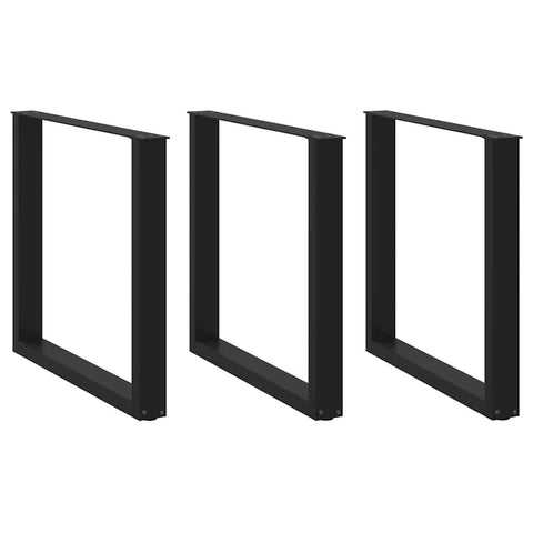 vidaXL Coffee Table Legs U-Shaped 3 pcs Black 80x(72-73) cm Steel