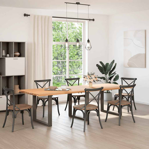 vidaXL Dining Table Legs U-Shaped 3 pcs Natural Steel 80x(72-73) cm Steel
