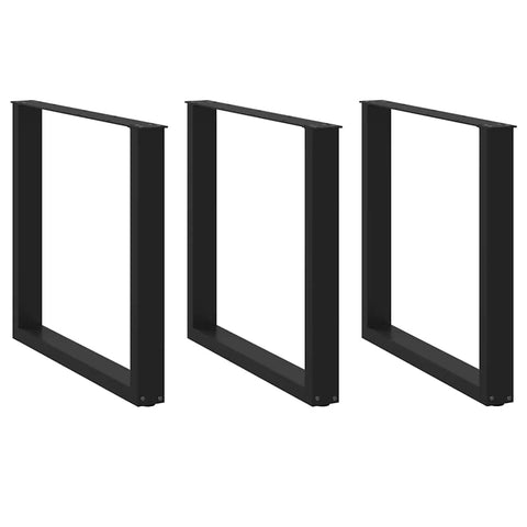 vidaXL Coffee Table Legs U-Shaped 3 pcs Black 90x(72-73) cm Steel