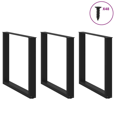 vidaXL Coffee Table Legs U-Shaped 3 pcs Black 90x(72-73) cm Steel