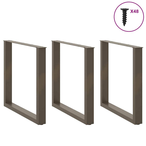 vidaXL Coffee Table Legs U-Shaped 3 pcs Natural Steel 90x(72-73) cm Steel