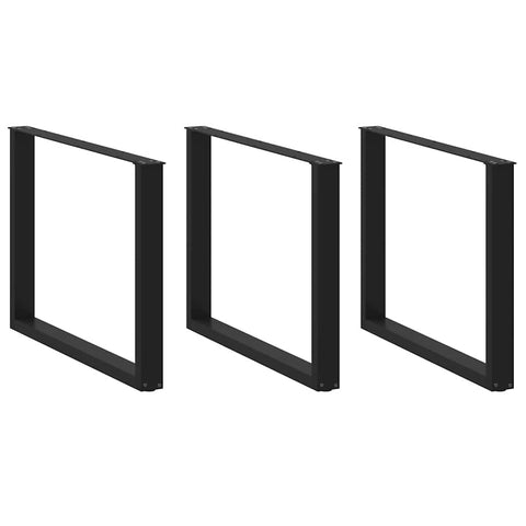 vidaXL Dining Table Legs U-Shaped 3 pcs Black 100x(72-73) cm Steel