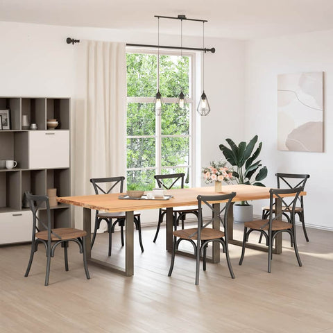 vidaXL Dining Table Legs U-Shaped 3 pcs Natural Steel 100x(72-73) cm Steel