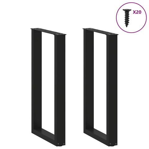 vidaXL Bar Table Legs U-Shaped 2 pcs Black 40x(90-91) cm Steel