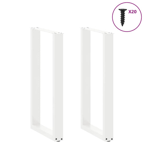 vidaXL Bar Table Legs U-Shaped 2 pcs White 40x(90-91) cm Steel