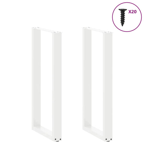 vidaXL Bar Table Legs U-Shaped 2 pcs White 40x(100-101) cm Steel
