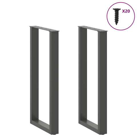 vidaXL Bar Table Legs U-Shaped 2 pcs Anthracite 40x(100-101) cm Steel