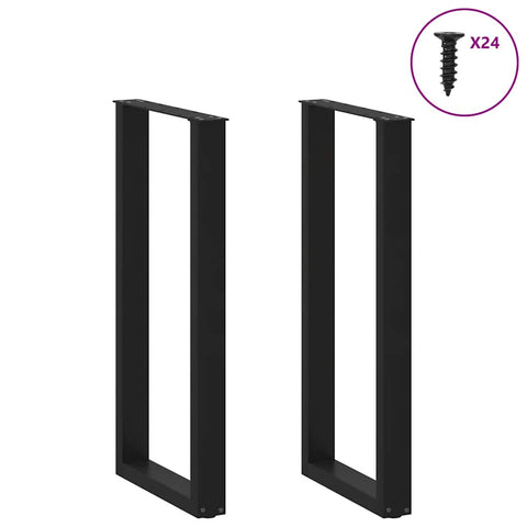vidaXL Bar Table Legs U-Shaped 2 pcs Black 50x(100-101) cm Steel