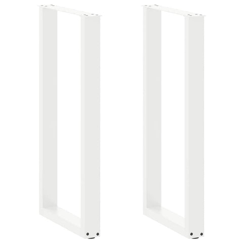 vidaXL Bar Table Legs U-Shaped 2 pcs White 50x(100-101) cm Steel