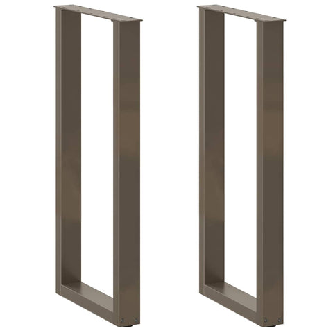 vidaXL Bar Table Legs U-Shaped 2 pcs Natural Steel 50x(100-101) cm Steel