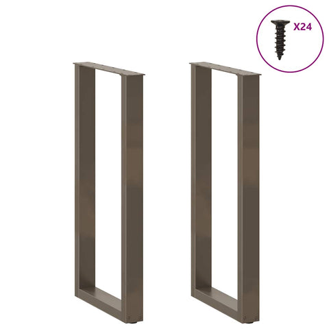 vidaXL Bar Table Legs U-Shaped 2 pcs Natural Steel 50x(100-101) cm Steel