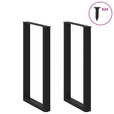 vidaXL Bar Table Legs U-Shaped 2 pcs Black 60x(100-101) cm Steel