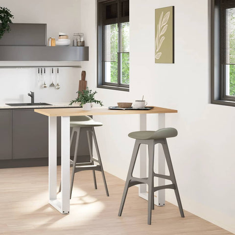 vidaXL Bar Table Legs U-Shaped 2 pcs White 60x(100-101) cm Steel