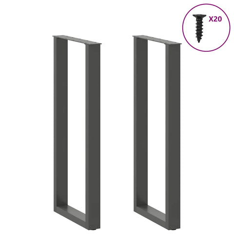 vidaXL Bar Table Legs U-Shaped 2 pcs Anthracite 40x(110-111) cm Steel