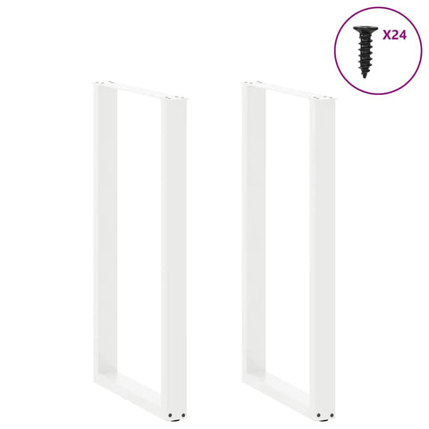 vidaXL Bar Table Legs U-Shaped 2 pcs White 60x(110-111) cm Steel