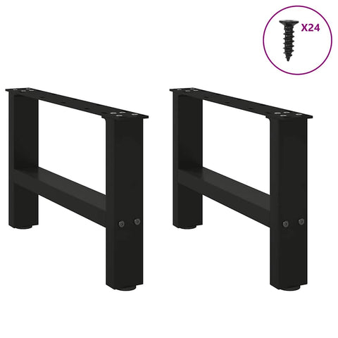 vidaXL Coffee Table Legs Black 2 pcs 50x(30-31) cm Steel